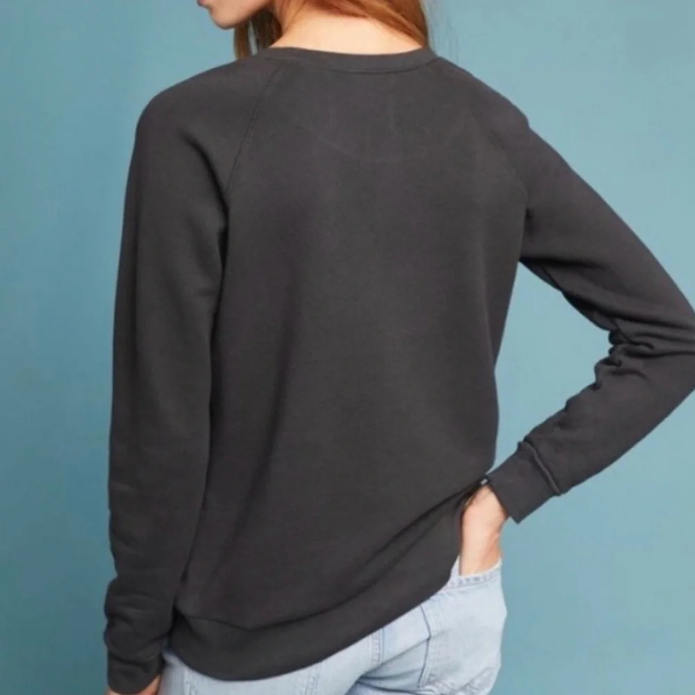 Anthropologie Sol Angeles La Femme Script Charcoal Grey Crewneck Sweatshirt XL - Picture 4 of 7
